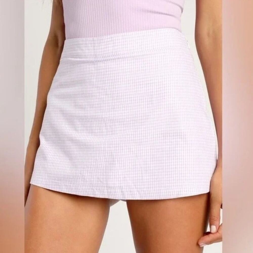 Free People Big Dreams Lavender Gingham Skort‎ Size 8 NEW